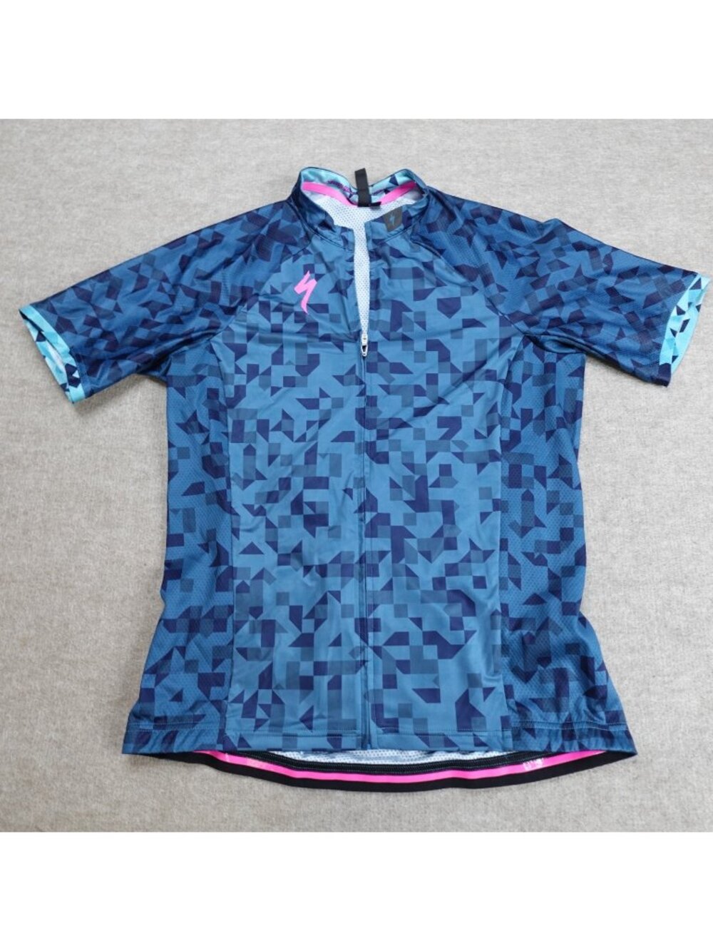 Specialized Womens Cycling Jersey Large Blue SL PRO Geometric Full Zip